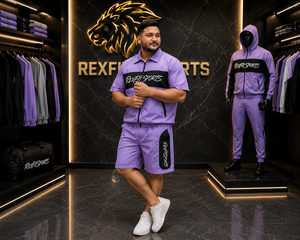 REXFIT SPORTS 2026 <b>Men</b>’s Lavender Nylon <b>Short</b> Sleeve Tracksuit Set Full <b>Zip</b> Jacket and <b>Shorts</b> Custom Sportswear Regular Fit - Product Image 4