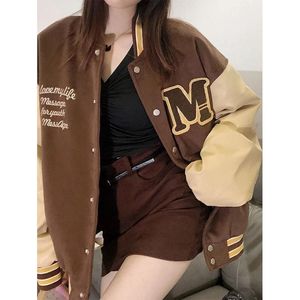 เสื้อแจ็คเก็ตวาร์ซิตี้สีเขียวแบบยูนิเซ็กส์ สไตล์สตรีทแวร์ ปักตัวอักษร M คอตั้ง ทรงปกติ ผ้าฝ้ายผสมโพลีเอสเตอร์บุใยสำหรับฤดูหนาว - Product Image 2