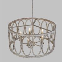 Lampe suspendue ronde en fer forgé, style ferme américaine, avec bougies décoratives, finition rouille, globe luxueux, lampe industrielle vintage
