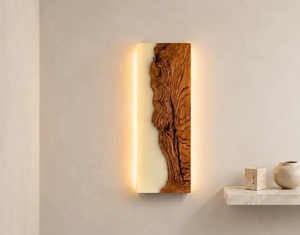 Applique murale en bois minimaliste, forme rectangulaire, décoration intérieure moderne, luminaire pour salon - Product Image 1