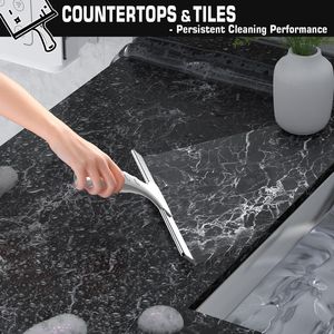 Tergivetro doccia multiuso in acciaio inossidabile con 2 ganci adesivi, strumento per la pulizia del bagno domestico per porte in vetro - Product Image 2