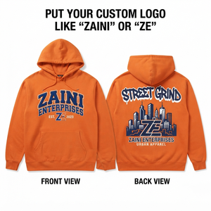 Men Pullover Hoodie 380 GSM Premium Cotton Polyester <b>Fleece</b> <b>Orange</b> Heavyweight Custom Embroidery Screen Print DTF Logo OEM ODM - Product Image 1