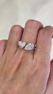 Anillos de Compromiso Toi Et Moi, Diamante Cultivado en Laboratorio con Corte de Pera y Corazón de 4 Quilates IGI, Dos Piedras, Banda Abierta, Engaste de Cesta, Oro Sólido de 10K, 14K, 18K - Product Image 2