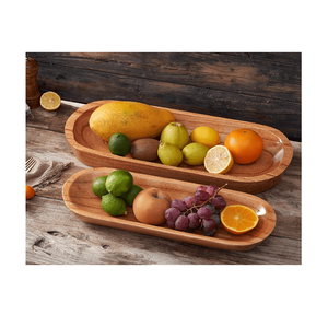 Plateau sculpté en bois d'acacia massif, écologique, en forme de fleur, pour fruits, glaces, fruits secs, assortiment de 2 pièces pour la vente - Product Image 1