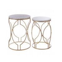 Tables gigognes modernes multifonctionnelles en métal avec plateau en marbre, design empilable pour économiser de l'espace, pour le bureau et la maison