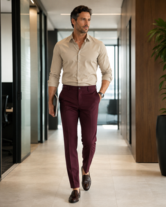 Pantalones de Vestir para Hombre Active Squad, Corte Regular, 100% Algodón, Forro Polar de Verano, Cintura Media, Cierre de Botón Resistente, Estilo Casual para Oficina y Trabajo - Product Image 1