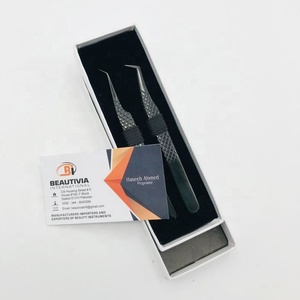 แหนบต่อขนตาแบบมืออาชีพ MOQ ต่ำ รับทำโลโก้  ด้ามจับเพชรพลาสม่าสีดำ สแตนเลสสตีล ยี่ห้อ Beautivia International - Product Image 4