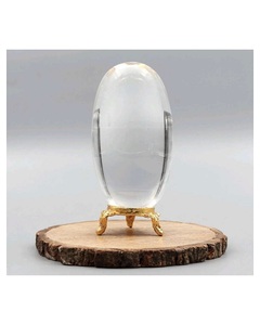 Premium Clear Quartz Shiva Lingam <b>Crystal</b> Egg On Wooden Stand Home Decoration Feng Shui Collectible - Product Image 1