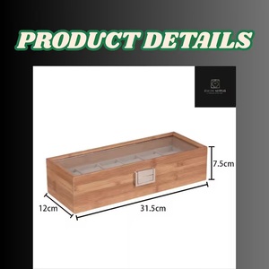 Boîte à montres en bois naturel écologique avec vitrine en verre pour 36, 10 ou 12 montres, organisateur de table durable - Product Image 4