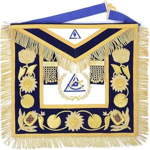 Delantal de Maestro de la Orden de la Insignia de la Orden de la Triple Insignia, según el Reglamento Inglés - Terciopelo Azul y Dorado - Product Image 2