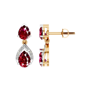 Pendientes de Oro Blanco de 14K/18K con Rubí Natural Sólido, Forma de Pera, Gema Roja, Chapado en Oro, IGI, para Mujer, Aniversario de Bodas, Modernos - Product Image 1