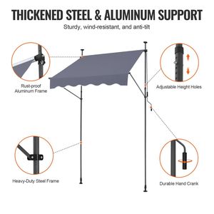 Tenda da Sole Retrattile per Patio Sunsetter 59 x 47 Pollici con Manovella Manuale, Tettoia Parasole per Esterni - Product Image 4