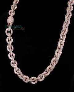 S925 Rose Gold Plated Moissanite Lock <b>Statement</b> <b>Necklace</b> Round Brilliant Cut Micro Insert Unisex Everyday Wear - Product Image 1