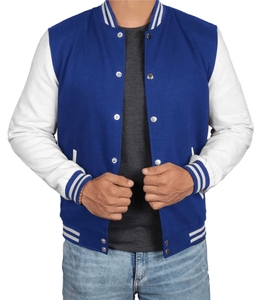 Veste universitaire décontractée en mélange de coton épais, personnalisable pour équipes, fabrication OEM ODM, fournisseur en gros de vêtements, veste varsity pour hommes - Product Image 6