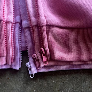 เสื้อฮู้ดดี้สตรีทแวร์ผ้าฝ้ายหนานุ่มแบบเฟรนช์เทอร์รี่ สีพื้น ซิปสามชั้น น้ำหนัก 420 กรัม สำหรับผู้ชาย ขายดี - Product Image 2