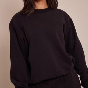 Custom Printed Top Black Women's Cotton Sweatshirt Women Loose and Leisure Classic Crew <b>Pullover</b> - Product Image 5