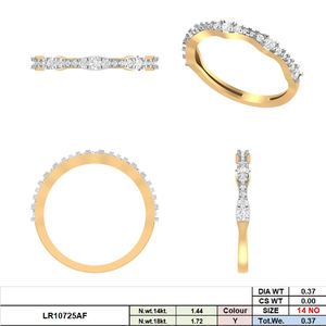 Anillo de Oro 14K con Diamante CVD Cultivado en Laboratorio, Diseño de Onda, Color F, Banda Curva con Pavé, Anillo de Boda Elegante, Apilable, Chapado en Rodio para Mujer - Product Image 3