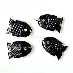 Pendentif Poisson en Onyx Noir AAA, Collier en Argent 925 Fait Main avec Pierre Précieuse, Breloque en Cristal de Guérison Sculptée à la Main, Bijoux de Luxe Tendance en Gros - Product Image 6