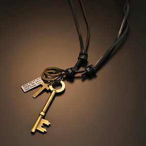 18K Gold Plated Number Pendant-2.5-Inch Stainless Steel Key of Faith with Adjustable Leather <b>Rope</b> for Men & Boys - Product Image 4