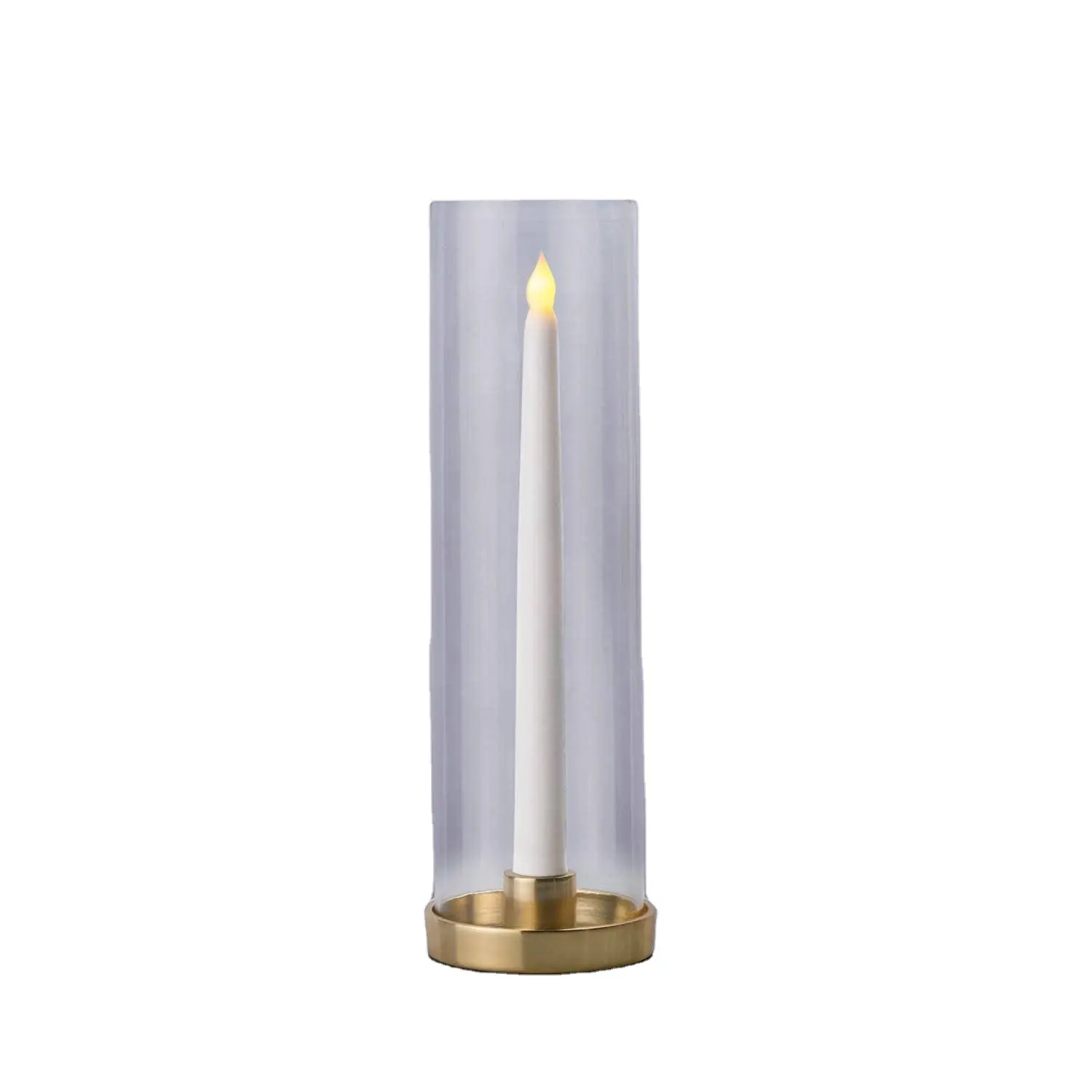 Hurricane suporte de velas de vidro, suporte de velas de vidro transparente com base de latão de 12 polegadas e tubo de diâmetro de 3 polegadas para mesas de casamento