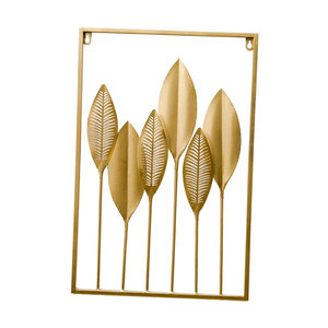 Premium Handmade Metal <b>Leaf</b> <b>Wall</b> <b>Decor</b> Nordic Style Framed <b>Wall</b> Hanging for Luxury Home Interior Decoration - Product Image 1