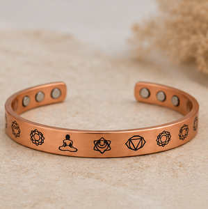 Luxury Chakra Energy <b>Engraved</b> Magnetic Pure Copper <b>Bangle</b> Wristlet Bracelet Exquisite Metal Jewelry Promotional Novelty Gift - Product Image 3