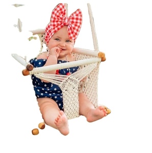 MANGO WOOD HANMDAD COTTON TWISTED BABY <b>SWING</b> for BIRTHDAY GIFT for YOUR NEWBORN BABY - Product Image 1