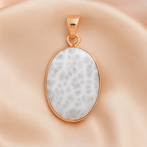 Natural Large Pink Larimar Oval Pendant 925 Sterling Silver Handmade Jewelry Healing Stone Designer <b>Statement</b> <b>Necklace</b> for Her - Product Image 2