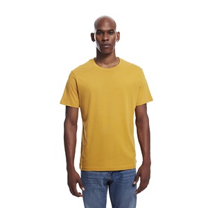 T-shirt unisexe personnalisé jaune uni à col rond et manches courtes 100 % coton, coupe ample, tricot jersey décontracté, logo imprimé sérigraphié sur le devant - Product Image 1