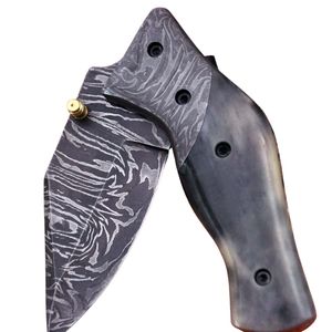 Couteau de chasse et de camping à lame fixe en acier de Damas avec manche en bois fait main et étui en cuir, équipement utilitaire d'extérieur pour - Product Image 4