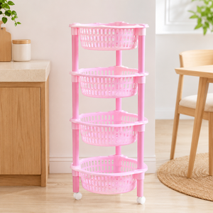 Modern High Quality Eco-Friendly <b>Foldable</b> Adjustable Plastic 4-Set Storage <b>Trolley</b> Four Layers for Kitchen Office Bathroom - Product Image 5