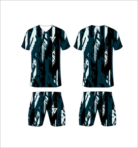 Custom Sublimated Blue Geometric Soccer Jersey Set for <b>Men</b> V-Neck Short Sleeve Quick Dry Athletic Fit - Product Image 1