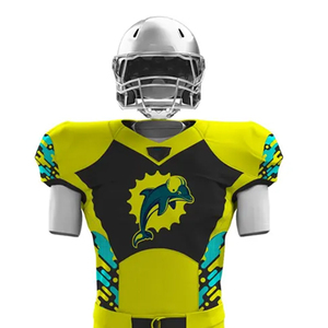 American Football Uniform Men's Yellow Black Sublimated Jersey Pants Set Moisture Wicking Fitted Short Sleeve All Seasons - Product Image 4