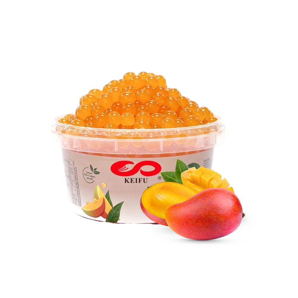 KEIFU 500g Popping Boba Mango Pearl Juice Ball Instant Bursting Bubble Tea Ingredients OEM/ODM for Drink Topping