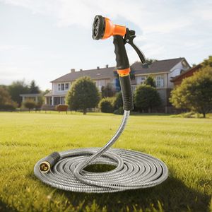 Tubo da Giardino Rinforzato in Acciaio Inossidabile Antiruggine da 45 m con Ugello Anti-Piega a 10 Funzioni per Uso Esterno - Product Image 6