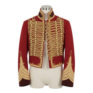 Chaqueta Hussar Negra para Hombre con Bordado Dorado, Cuello Alto, Doble Botonadura, Abrigo Formal de Invierno para Uniformes - Product Image 3
