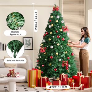 Albero di Natale Artificiale da 2,3 m con 1346 Punte di Rami, Decorazione Festiva Completa, Base in Metallo per Casa, Feste e Ufficio - Product Image 2