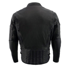 Veste de moto en cuir PU noir pour homme, col montant, fermeture éclair, coupe régulière, couleur unie, style motard - Product Image 6