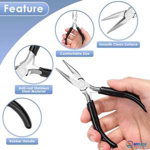 Pinces à bijoux en acier inoxydable à bec chaîne et à bec plat pour la fabrication de bijoux - Product Image 2