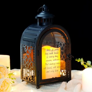 A.M.I Iron <b>Lantern</b> <b>Set</b> with Candle Holders Handmade Waterproof Eco-Friendly Outdoor Decorative Rustic Style for Porch Garden - Product Image 2