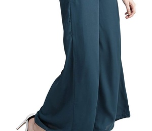 Women High Waist Wide Leg <b>Pants</b> Ankle Length Solid Color Chiffon Loose Fit Casual <b>Summer</b> Breathable With Pockets - Product Image 4