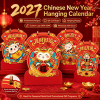 Calendario Colgante del Año Nuevo Chino 2027, Venta al por Mayor, Logotipo Personalizado, Año del Cabra, Decoración de Pared con Recorte, para Promoción Minorista