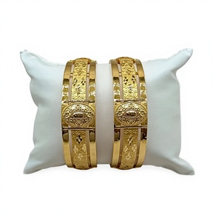 22K Solid <b>Gold</b> <b>Bangle</b> <b>Set</b> for Women Traditional Indian <b>Gold</b> Kada Pair Elegant Handcrafted Yellow <b>Gold</b> Bracelets - Product Image 1
