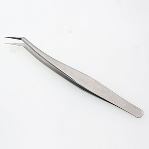 Pince à épiler professionnelle en acier inoxydable doré durable pour extensions de cils, droite, courbée, à pointe dentelée, personnalisable avec logo privé - Product Image 2