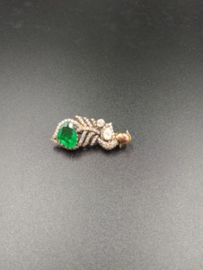 Green Emerald Cut Brooch Pear Diamond Plant Design Gold Plated Unisex Silver Jewelry <b>Accessory</b> for <b>Wedding</b> Engagement Clothes - Product Image 4