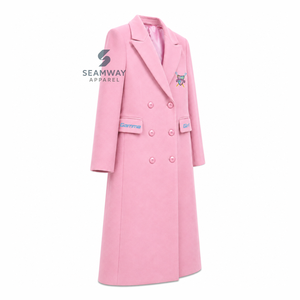 Manteau long croisé pour femme Gamma Phi Delta Sorority, col à revers cranté, manches longues, coupe ajustée, brodé, vêtement d'extérieur formel - Product Image 2