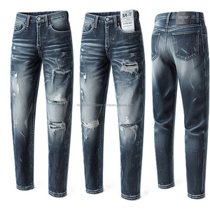 Stijlvolle Casual Katoenen Denim Jeans Met Strakke Straight Losse Pasvorm En Distressed Gescheurd Gewassen Voor <span class=keywords><strong>Sexy</strong></span> Modieuze Stijlen - Product Image 5