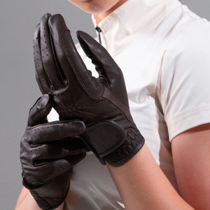 Gants d'équitation en cuir à doigts entiers - Gants d'entraînement équestre respirants à super adhérence pour la course et la compétition - Product Image 1
