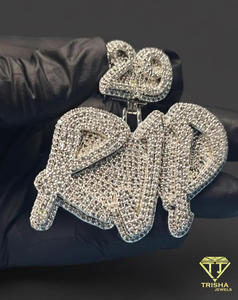 Collier Pendentif Hip Hop Moissanite Diamant Sertie de Pierres « RJP » Chaîne Bling Bijou de Luxe Tendance Cadeau - Product Image 4