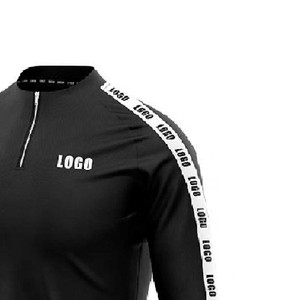 Ensemble de jogging sportif pour homme, écologique, noir, demi-zip, streetwear, uni, manches longues, séchage rapide, polyester, vêtements d'hiver - Product Image 6